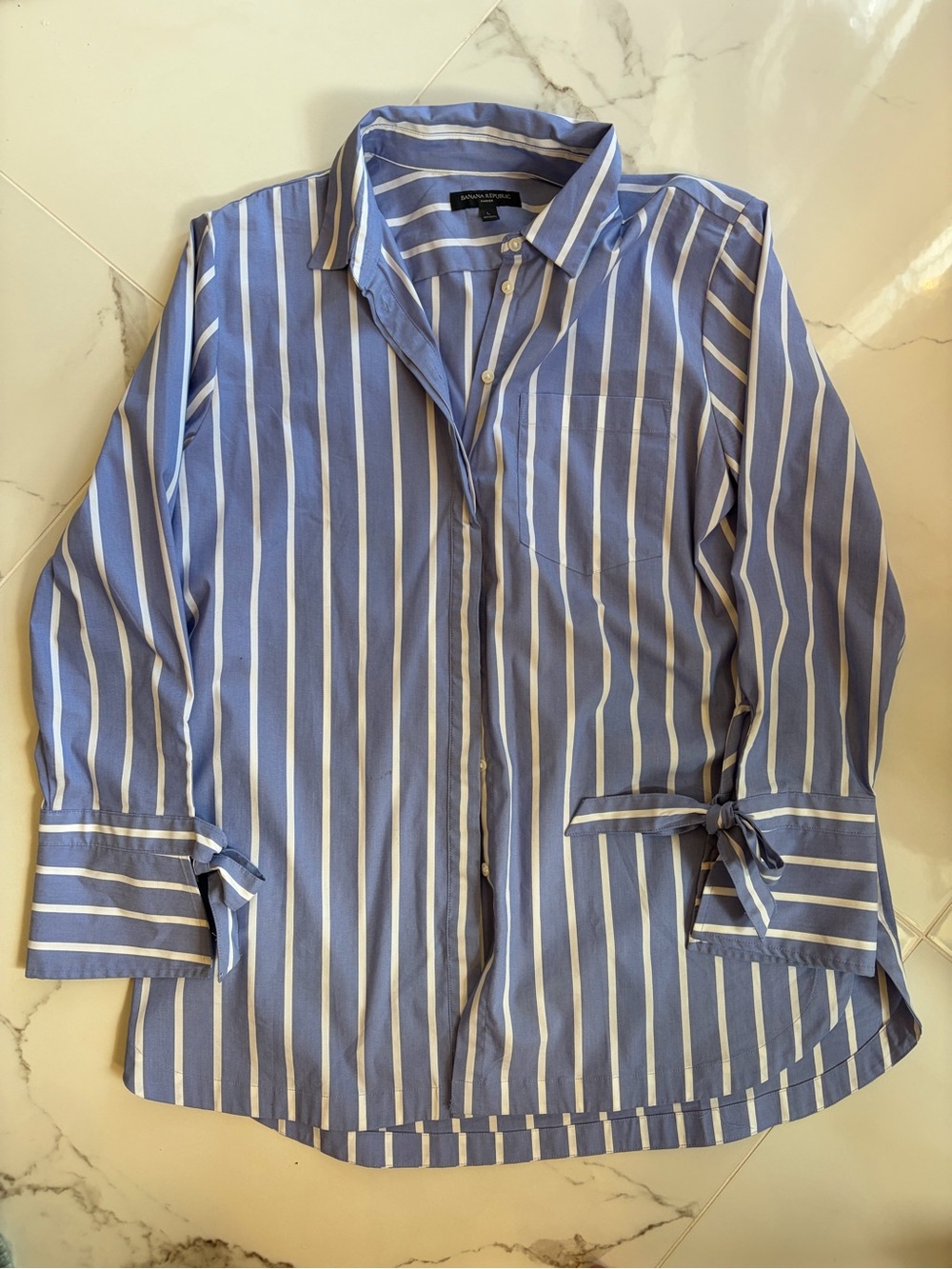 Banana Republic Blue and White Striped Button-Up Tunic